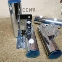 Нога меб. L-150 Ф50 Хром чёрная заглушка Нога меб. L-150 Ф50 Хром чёрная заглушка